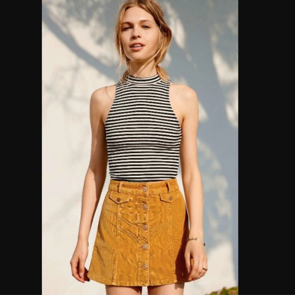 BDG Dresses & Skirts - UO BDG Corduroy Button Front Yellow Mini Skirt